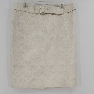Ann Taylor Pencil Skirt Cream & Gold Size 12
